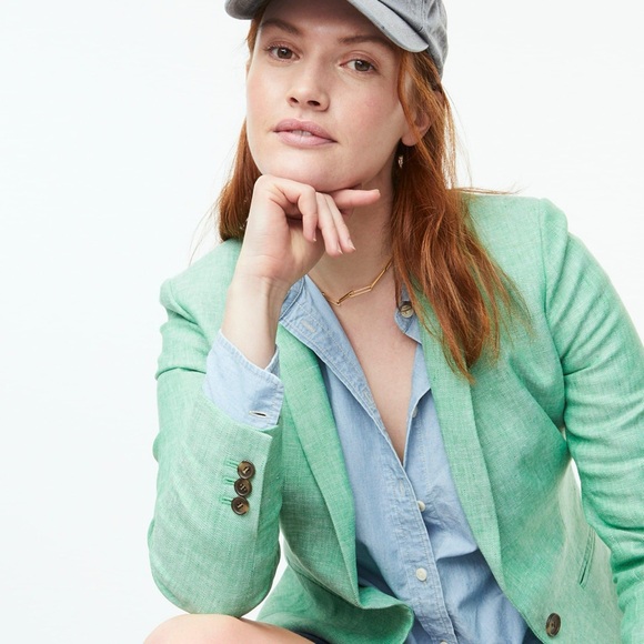 J. Crew Jackets & Blazers - J. Crew Parke Blazer Linen Blend Green Women’s Size 0